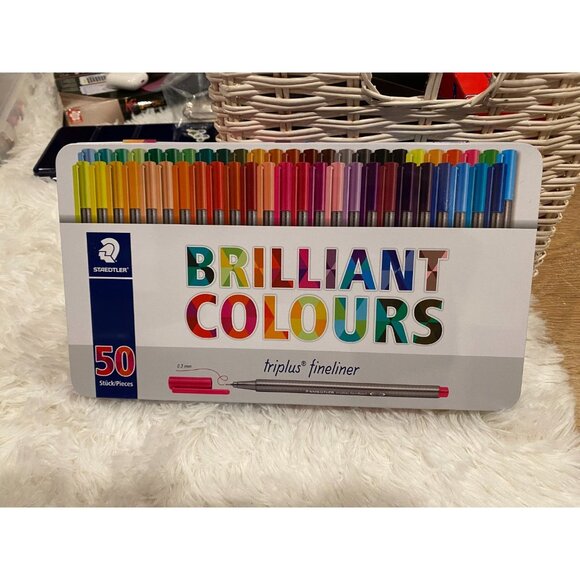 Staedtler Triplus Fineliner 0.3mm Brilliant Colours Ink Pen Metal Tin 50 Colors - Picture 4 of 6